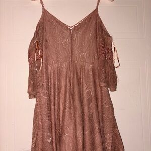 Jodi Kristopher Peachy Blush Crochet Lace Maxi Dress